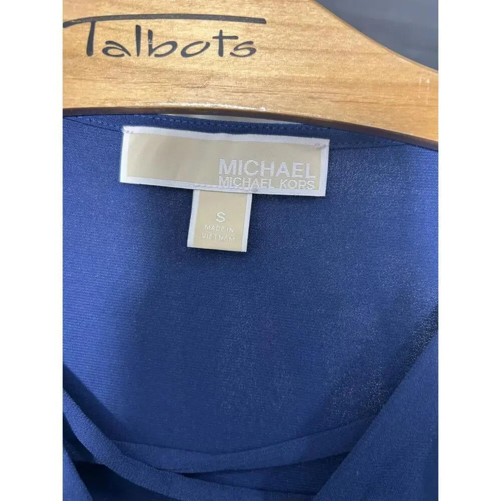 EUC Michael Kors Blouse Royal Blue with Gold Hardware Sz S